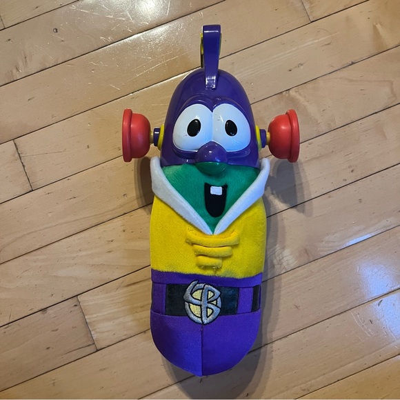 Other - Veggie Tales Larry Boy Super Suction Pop Off Ears Talking Plush